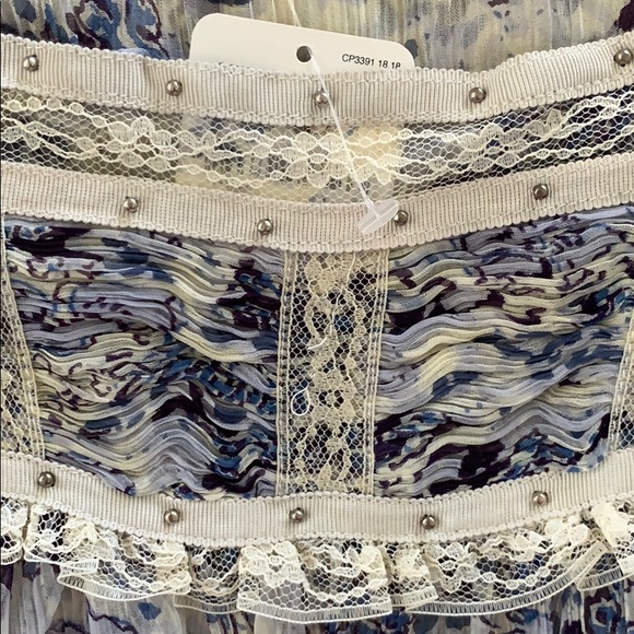 FREE PEOPLE MORE THAN A FEELING TUNIC/MINI DRESS BEAUTIFUL BLUES WITH CREAM S - Picture 6 of 12